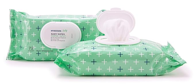 Baby Wipes, Unscented, Vitamin E Aloe Baby Wipe, 72 Pack, McKesson - Case of 12 = 864 Wipes
