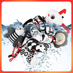 Car Seat Toys for Babies, 0-6 Months Stroller Activity Black White Baby Spiral Plush Toys Newborn High Contrast Sensory Carseat Toys with 4 Pendants Hanging Boys Girls Gift