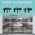 WAOWAO Baby Gate 66.93-71.65" Extra Wide Pressure Mounted Walk Through Swing Auto Close Safety Black Metal Toddler Kids Child Dog Pet Puppy for Stairs,Doorways,Kitchen