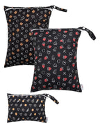 ALVABABY 3 Cloth Diaper Wet Dry Bags Waterproof Reusable with Two Zippered Pockets Travel Beach Pool Daycare Soiled Baby Items Yoga Gym Bag for Swimsuits or Wet Clothes Small Medium Large 3L-SML10