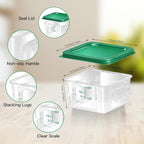4 pcs 2qt Food Storage Containers with Lid, Square Clear Commercial Food Storage Containers with Handle and Scale for Food Storage in Home Kitchen & Dining (Rreen)