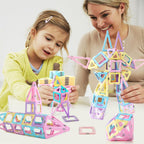 Magnetic Tiles 80pcs Magnet Building Blocks Set Creative Stacking Toys for Kids, 3D DIY Construction Kit Preschool Child Montessori Toys STEM Learning Toys Gifts for Girls Boys 3 4 5 6 7 Years