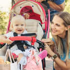 Baby Stroller Hooks Bag Hooks for Hanging Diaper Bags Multipurpose Hooks for Grocery Shopping Bags Premium Vegan Leather Pram Straps 2 Pcs (red)