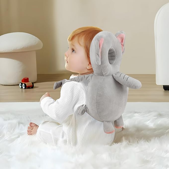 PandaEar Baby Head Protection Backpack, Toddler Walking Head Protector, Adjustable Head Protector Pad Safety Cushion (Grey)