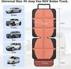 Car Seat Protector for Child, 2 Pack Covers with Mesh Pockets & Non-Slip Backing, 600D Durable Under Seat for Back (Orange, Large)