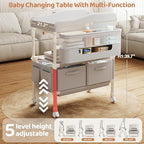 Baby Changing Table, Versatile Folding Changing Table with 2 Drawers, Portable Baby Diaper Changing Station with Toy Holder, Adjustable Height Mobile Nursery Diaper for Infant and Newborn