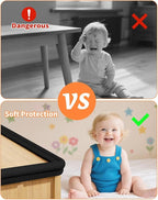Edge Corner Protector Baby Proofing, 6.56FT 0.6'' Thicken L-Shape Furniture Fireplace Safety Bumper Guard with 6 Corners, Pre-Taped, Soft NBR Rubber Foam, Table Edge Protector for Baby (Black)