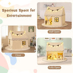 INFANS Kids Play Tent with Washable Mat Star Light Windows, Anti-Trip Large Playhouse Toys for Children Boys Girls, Indoor Outdoor Princess Tents Castle for Toddlers (Black- Wide Door)