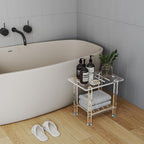 Sumerflos Acrylic Shower Bench for Inside Shower - 18.58" L x 12.60" W x 16.34" H Bathroom Shower Stool with Storage Shelf Heavy Duty (Hold Up to 400lbs) for Shaving Legs Waterproof Non-Slip