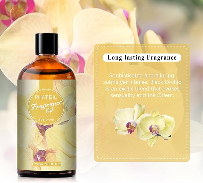 PHATOIL 3.38FL.OZ Black Orchid Fragrance Oils for Aromatherapy, Essential Oils for Diffusers for Home, Perfect for Diffuser, DIY Candle and Soap Making, DIY Scented Products - 100ml