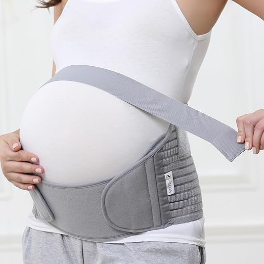 NeoTech Care Pregnancy Support Maternity Belt, Waist/Back/Abdomen Band, Belly Brace (Size XL, Grey Color)
