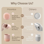 Moonkie Silicone Baby Cup 4 Months+ | Open Training Drinkware for Infants with Confetti Sprinkles | Baby-Led Weaning Essential | 2 oz (Ivory, 1 Pack)