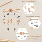 Baby Mobile for Crib | Baby Crib Nursery Mobile Star Moon for Baby Boys and Girls | Boho Nursery Decor | Baby Shower Set for Infant Bedroom Hanging Decoration Toy