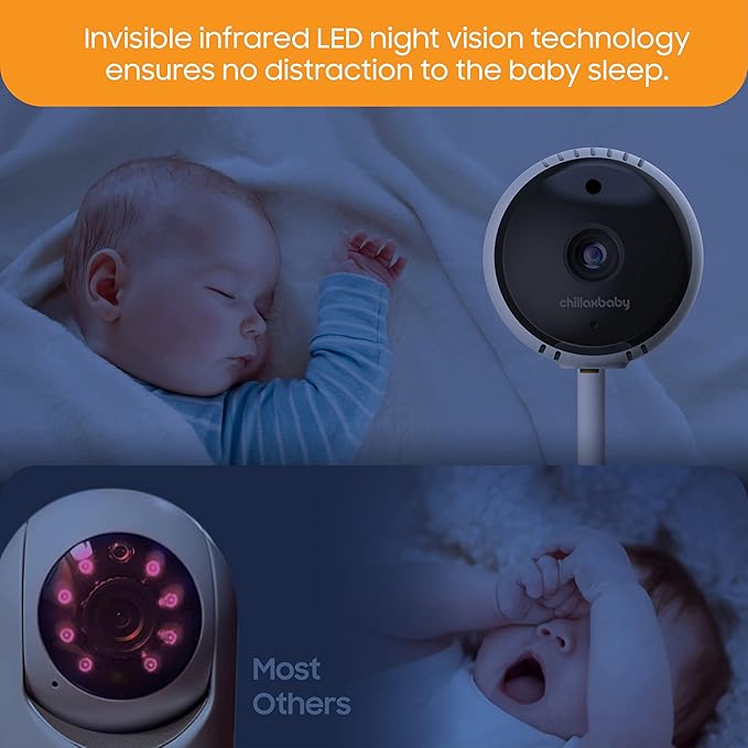 CHILLAX Giraffe Pro Max Baby Monitor, 1080p Full HD Camera with 5” 720p Screen, Privacy Mode, Flexible Gooseneck, Auto-Dimming LED, Two-Way Talk, and Night Vision, Video with Camera and Audio