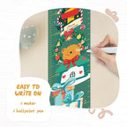 Personalized Name Growth Chart Wall Decor for Kids – Canvas Removable Height Chart Measuring Ruler 59" x 7.9" （Christmas Deer）