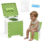 Portable Potty Seat for Toddler, Kids Travel Potty Foldable Compact Potty Training Toilet Seat with Cleaning Bags for Car, Camping, Travel, Outdoors (Green)