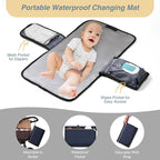 MOMUVO Diaper Bag Backpack, Quilted Baby Bag with Changing Pad & Stroller Straps & Pacifier Case, Large Travel Diaper Bags for Mom Dad, Blue