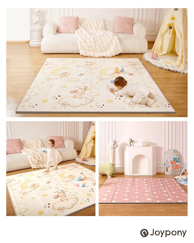 Baby Play Mat 71x59 Inches, Foldable Play Mats for Babies and Toddlers, Waterproof & Anti-Slip Portable Baby Floor Mat for Tummy Time, Baby Mat for Floor with Travel Bag for Indoor Outdoor