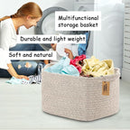 COMFY-HOMI Storage Basket for Shelves, Woven Baskets for Storage, Cotton Rope Basket for Toys,Towel Baskets, Toy Storage Organizer, Storage Cube Bin, Organization and Storage-All Brown