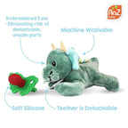 RaZbaby Penguin RaZbuddy w/RaZberry Teething Relief Pacifier – Soothes Sore Gums w/Nature-Inspired Texture, 100% BPA-Free Silicone Teether, Detachable Stuffed Animal – 3 Months+ Teether, Blue