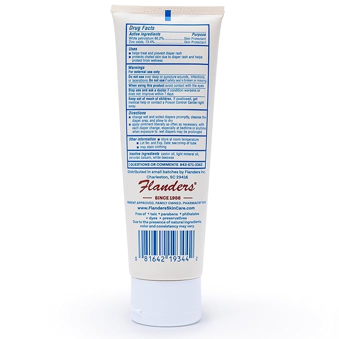 Flanders Buttocks Ointment - Diaper Rash Cream for Treatment & Prevention, Pharmacist Developed, Heat Rash & Chafing in Infants to Adults, Instant Relief (4oz Tube)