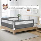 Costzon Bed Rail for Toddlers, 2 PCS Extra Long Swing Down Safety Bed Guards w/Straps for Convertible Crib, Kids Twin, Double, Full Size, Queen & King Bed, Folding Bed Rails for Baby (59-Inch, Gray)