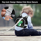 Accmor Toddler Harness Leash+ Anti Lost Wrist Link, Cute Dinosaur Kids Harness with Leash, Collapsible Child Leash Baby Walking Wristband Assistant Strap Belt for Boys