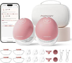 Momcozy Breast Pump Hands Free Upgraded Mobile Flow | M9, App Discreet Control with Personalized Multi-Modes & 15 Levels, Wearable Breast Pump 24mm, 2 Pack Cozy Red