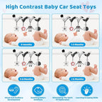 High Contrast Baby Toys - Black & White Hanging Toys for Car Seat, Stroller & Crib | Newborn Essentials 0-6 Months | Perfect