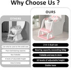 DEEKI Potty Training Seat Upgrade 2 in 1 Toddler Training Toilet Chair Potty Seat with Step Stool Ladder for Baby Kids Boys Girls(Pink)