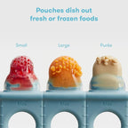 Frida Baby Push Pop Feeder, Baby Fruit Food Feeder to Safely Introduce New Foods, Fresh + Frozen, Silicone, BPA Free, Dishwasher Safe | 3 Count, Blue