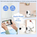 HelloBaby Baby Monitor 2 Cameras, 6'' World First IPS Split-Screen 30H Battery, No WiFi 2-Way Audio, Video, VOX, Double Cameras Pan-Tilt-Zoom, Night Vision, 8 Lullabies, 1000ft for Twins