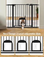 Babelio 36" Tall Upgraded Baby Gate with Cat Door,29-43" Auto Close Durable Dog Gate for Stairs,Doorways and House,Easy Walk Thru,Includes 4 Wall Cups,Black