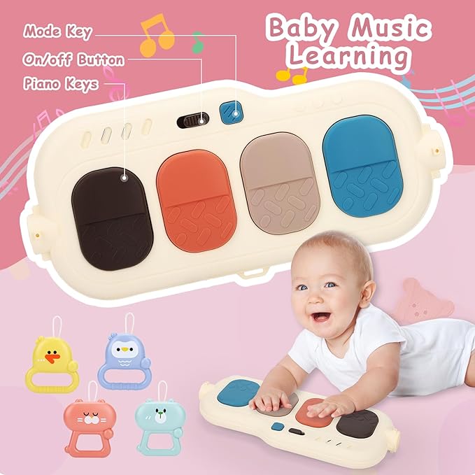 Baby Play Gym Walker Kick and Play Piano Gym for Boys Girls Play Mat Musical Tummy Time Mat Infant Christmas Newborn Gifts Toddlers (Pink)