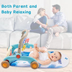 Baby Play Gym Walker Kick and Play Piano Gym for Boys Girls Play Mat Musical Tummy Time Mat Infant Christmas Newborn Gifts Toddlers (Elephant Upgraded)