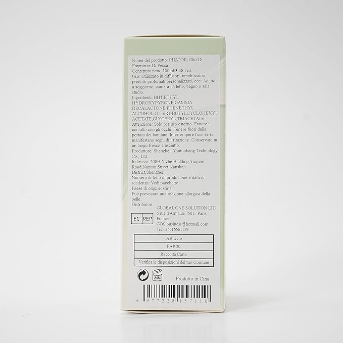 PHATOIL 3.38FL.OZ Peach Fragrance Oils for Aromatherapy, Essential Oils for Diffusers for Home, Perfect for Diffuser, Yoga, Skin Care, DIY Candle and Soap Making - 100ml