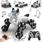 Remote Control Robot Dog Toy 2.4GHz 8WD All-Terrain Gesture Sensing Stunt RC Cars RTR Climbing Robot Dogs with Music Light Eyes 2 Rechargeable Batteries for 8-12 Boys Girl Kids