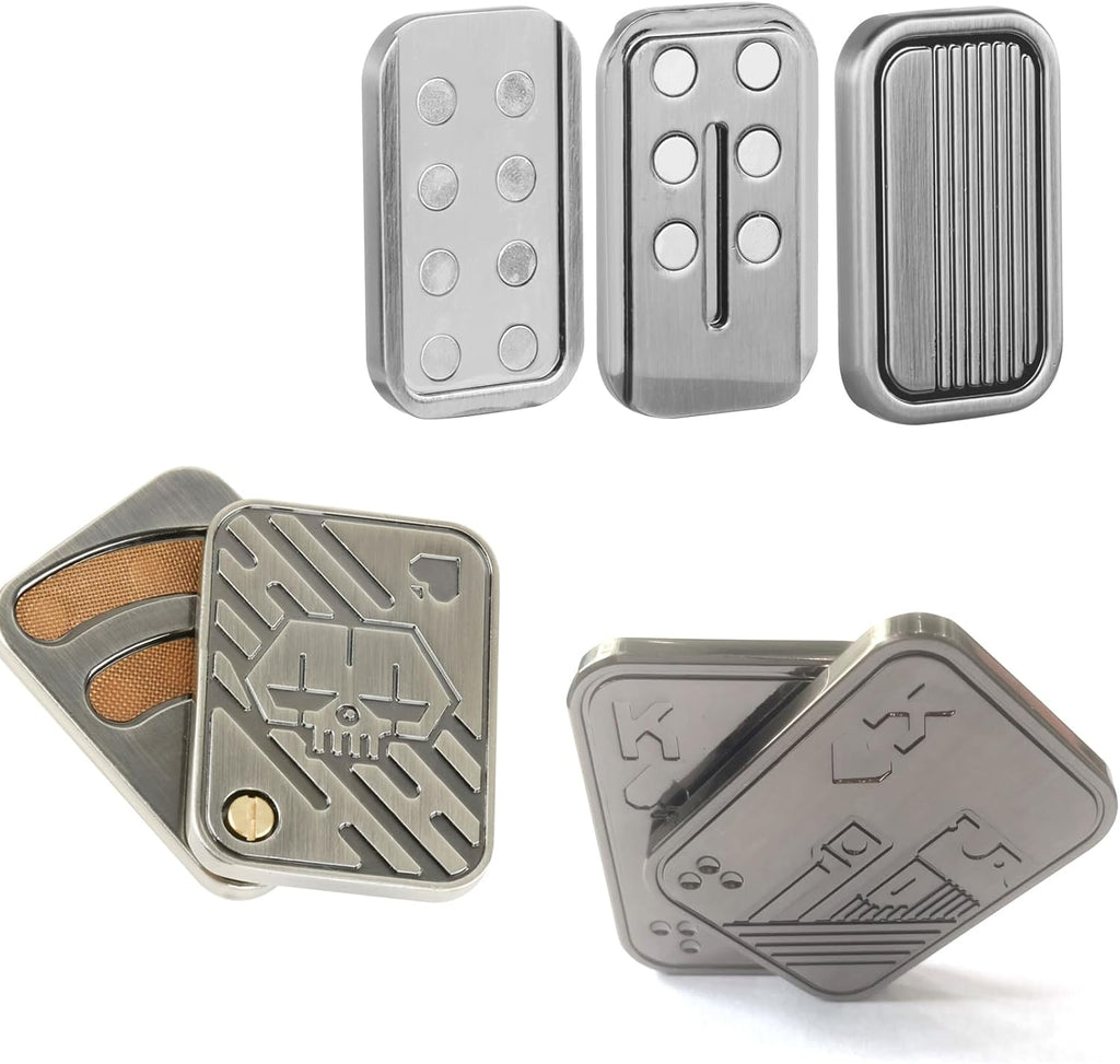 3 Pack Fidget Toys Adults Magnetic Fidget Slider Metal Fidget Toys Magnetic Fidget Slider Toys EDC Fidget Toys for Adults Anxiety Stress Relief Office Desk Toys(Metal Poker K+A +CP3 Silver)