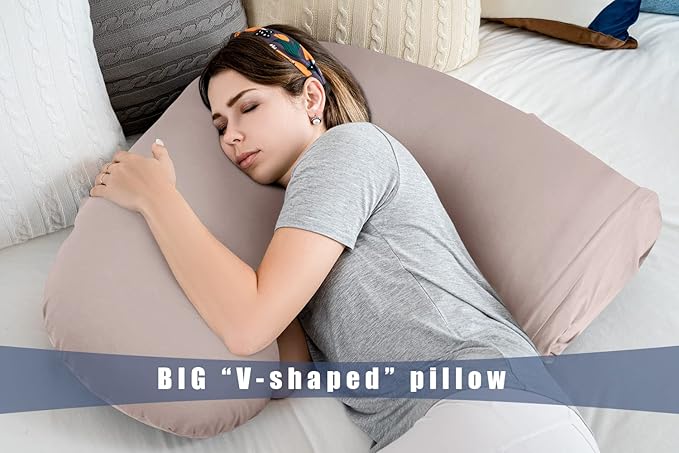 INSEN Pregnancy Pillow for Sleeping,Maternity Body Pillow for Pregnancy Women,Pregnancy Support Pillow for Back, Hip Pain, Apricot