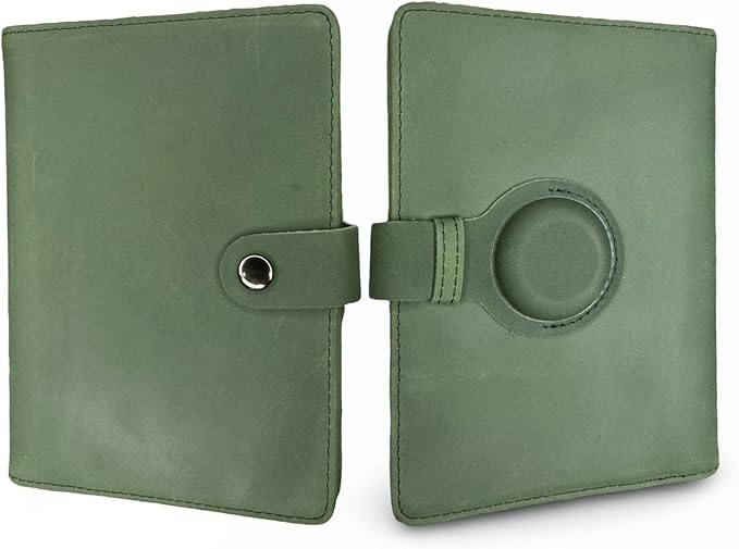Genuine Leather Passport Holder Compatiable with and Moto Tag Wallet for Men and Women RFID Blocking for Secure Traveling and Documentation Organizer (Green)