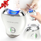 Electric Nail Clipper, Automatic 2-in-1 Baby Nail Trimmer with LED Light & Nail Storage Box, Rechargeable Fingernail Cutter with 3 Speed Gears, Safe Nail File for Baby, Kids & Adults