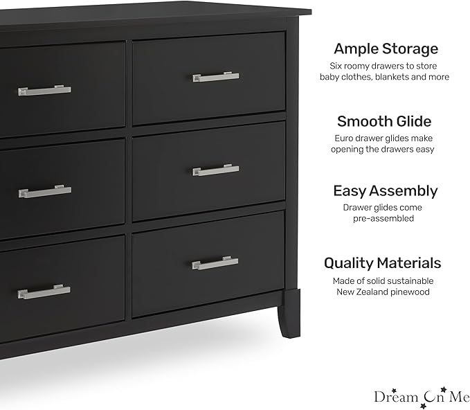 Dream On Me Cleo Double Dresser in Black