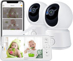 ARENTI Baby Monitor 2 Cameras, Smart Baby Camera with 5-Inch Wireless Display, Super Night Vision, Temperature Sensor, Sound Detection, Auto Motion Tracking, 2-Way Audio, VOX Mode(B2 Set)