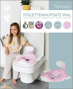 Kindsgut Potty Training Seat in whale design, designed in Germany, suitable for all toilet shapes non-slip toilet seat, Delicate Pink