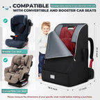 RAINSMORE Padded Car Seat Travel Bag for Airplane Heavy Duty Car Seat Backpack for Air Travel Baby Carseat Cover Bags for Airport Large Car Seats Carrier Fits Car Seats & Booster Seats, Black