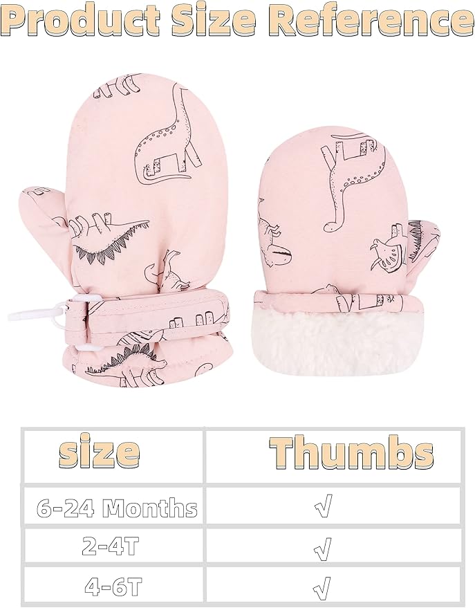 Toddler Gloves Kids Mittens Winter Warm Lined Fleece Gloves Waterproof Snow Baby Mitten for Boys Girls