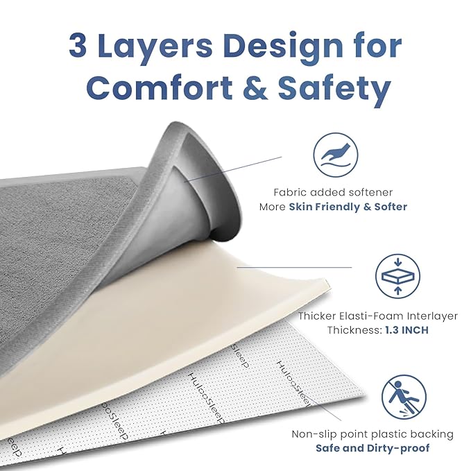 Baby Play Mat for Floor,1.3" Thick Elasti-Foam 74×50 Playpen Mat for Toddlers Infant Kids,Water-Repellent Soft Coral Velvet for Tummy Time, Non-Slip Backing for Crawling,Tatami Style(Light Grey)