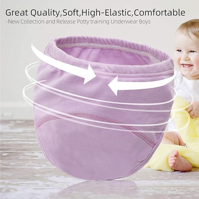 Joyo roy 6Pcs Potty Training Underwear for Boys and Girls 100% Cotton Soft Absorbent Potty Training Pants 2T-3T Leakproof Unisex Toddler Underwear Boys 3T Girls Pee Pants with Sticker Chart for Kids