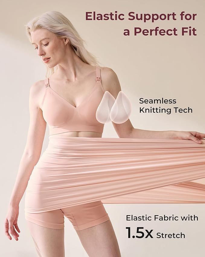 Momcozy CoolFit Nursing Bras for Breastfeeding, Ultra Stretch Seamless Jelly Strip Maternity Bra, Cooling Wireless