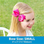 Wee Ones Girls' Plain Wrap Classic Grosgrain Hair Bows on a WeeStay No-Slip Hair Clip, Handmade, Small, Oatmeal